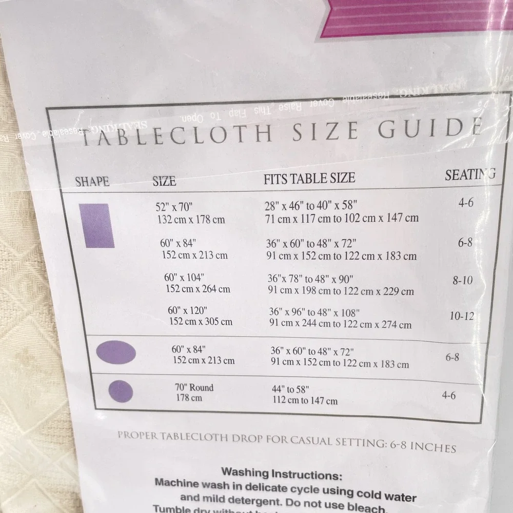 Furio Home Limoge Cream Oval Fabric Tablecloth 60x84 Damask 1999 Vintage NEW